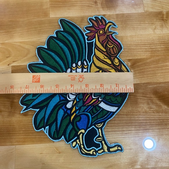TRIBAL ROOSTER mandala embroidery iron on patch - Picture 3 of 3